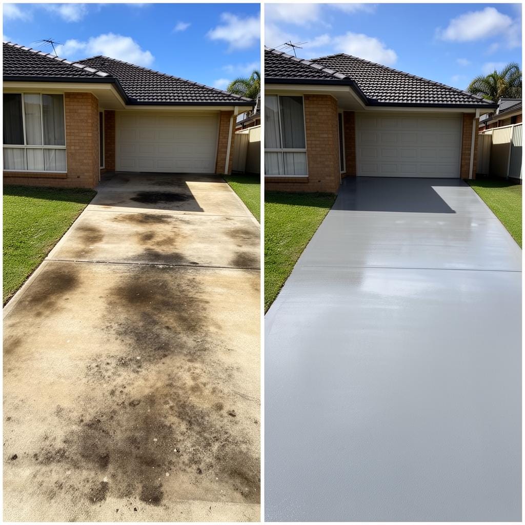 Driveway cleaning before and after